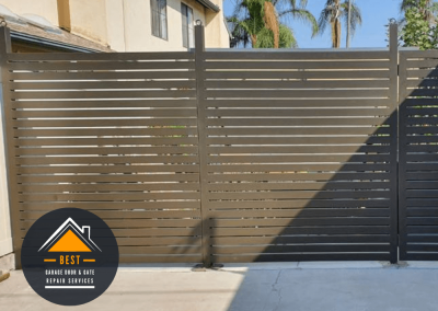 Privacy Metal Entry Gate, Modern Metal Gate. Pedestrian Metal Slat Gate.